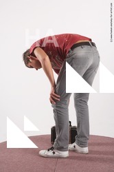 Casual Man White Standing poses - ALL Slim Short Brown Standing poses - bend over Academic