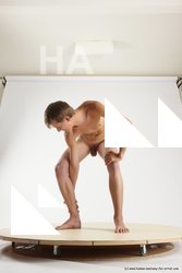 Nude Man White Standing poses - ALL Slim Short Brown Standing poses - bend over Multi angles poses Realistic