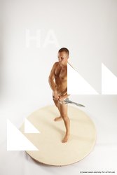Nude Fighting with sword Man White Standing poses - ALL Slim Short Brown Standing poses - simple Multi angles poses Realistic