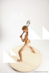 Nude Fighting with axe Man White Standing poses - ALL Athletic Short Brown Standing poses - simple Multi angles poses Realistic