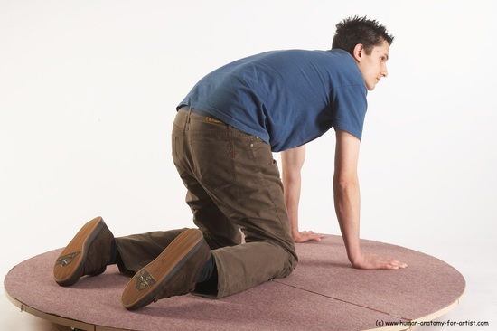 Casual Man White Sitting poses - simple Slim Short Brown Sitting poses - ALL Academic