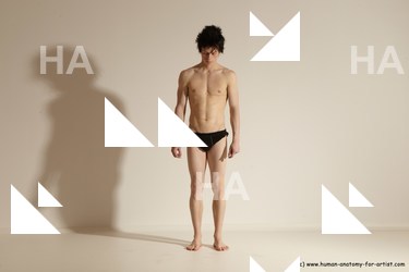 Underwear Gymnastic poses Man White Athletic Short Black Dancing Dynamic poses Academic