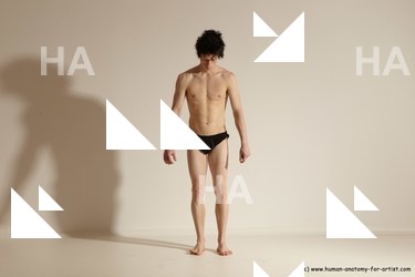 Underwear Gymnastic poses Man White Athletic Short Black Dancing Dynamic poses Academic