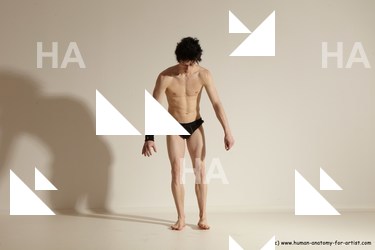 Underwear Gymnastic poses Man White Athletic Short Black Dancing Dynamic poses Academic