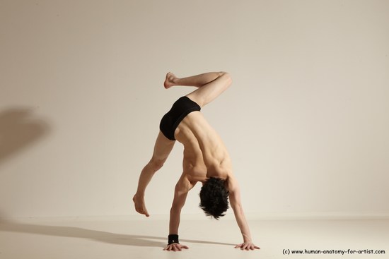 Underwear Gymnastic poses Man White Athletic Short Black Dancing Dynamic poses Academic