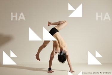 Underwear Gymnastic poses Man White Athletic Short Black Dancing Dynamic poses Academic