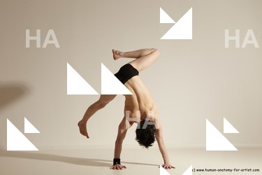 Underwear Gymnastic poses Man White Athletic Short Black Dancing Dynamic poses Academic