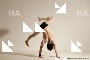 Underwear Gymnastic poses Man White Athletic Short Black Dancing Dynamic poses Academic