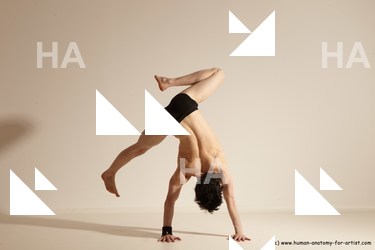 Underwear Gymnastic poses Man White Athletic Short Black Dancing Dynamic poses Academic