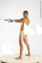 Nude Fighting with sword Man White Standing poses - ALL Slim Short Brown Standing poses - simple Multi angles poses Realistic