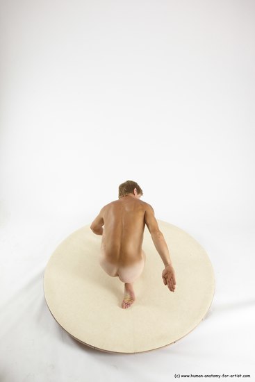 Nude Man White Kneeling poses - ALL Athletic Short Brown Kneeling poses - on one knee Multi angles poses Realistic