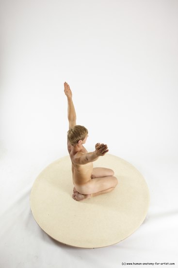 Nude Man White Athletic Short Brown Sitting poses - ALL Sitting poses - on knees Multi angles poses Realistic