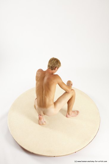 Nude Man White Kneeling poses - ALL Athletic Short Blond Kneeling poses - on one knee Multi angles poses Realistic