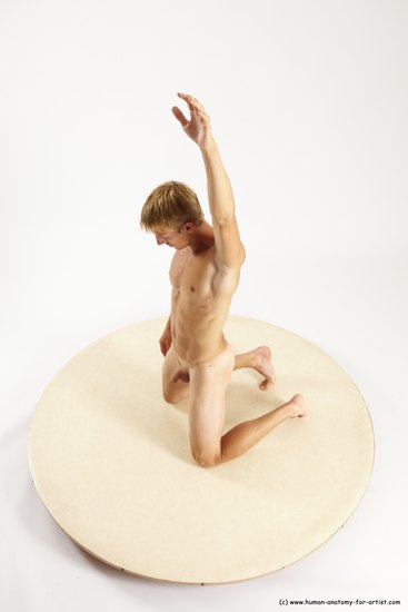 Nude Man White Kneeling poses - ALL Athletic Short Blond Kneeling poses - on both knees Multi angles poses Realistic