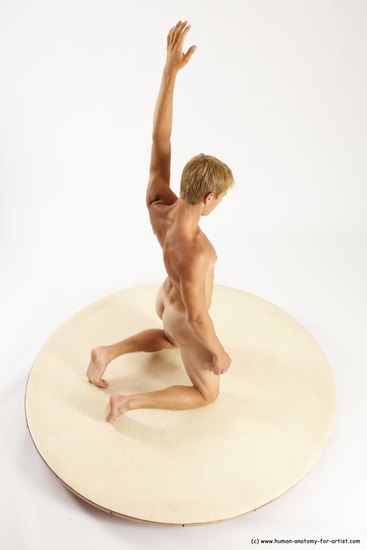 Nude Man White Kneeling poses - ALL Athletic Short Blond Kneeling poses - on both knees Multi angles poses Realistic