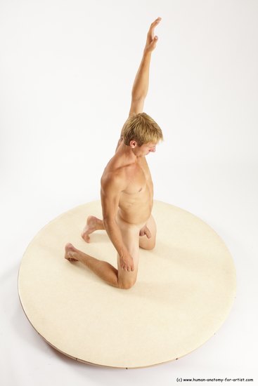 Nude Man White Kneeling poses - ALL Athletic Short Blond Kneeling poses - on both knees Multi angles poses Realistic