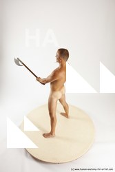 Nude Fighting with axe Man White Standing poses - ALL Slim Short Brown Standing poses - simple Multi angles poses Realistic