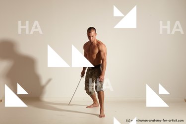 Casual Fighting with sword Man White Standing poses - ALL Muscular Short Brown Standing poses - simple Dynamic poses Academic