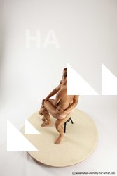 Nude Woman - Man White Sitting poses - simple Slim Short Brown Sitting poses - ALL Multi angles poses Realistic