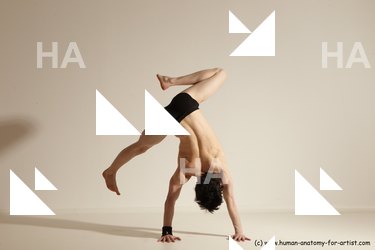 Underwear Gymnastic poses Man White Athletic Short Black Dancing Dynamic poses Academic