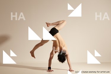 Underwear Gymnastic poses Man White Athletic Short Black Dancing Dynamic poses Academic