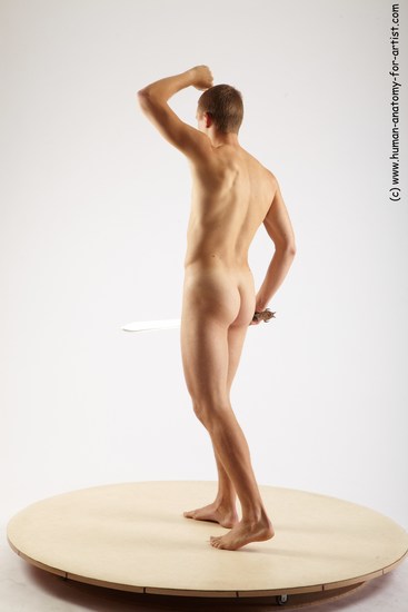 Nude Fighting with knife Man White Standing poses - ALL Slim Short Brown Standing poses - simple Realistic