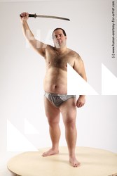 Underwear Fighting with sword Man White Standing poses - ALL Overweight Short Black Standing poses - simple Academic
