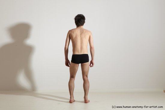 Underwear Gymnastic poses Man White Moving poses Slim Short Brown Dynamic poses Academic