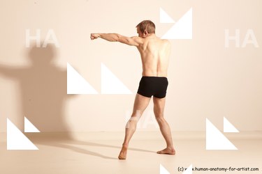 Underwear Martial art Man White Moving poses Slim Short Brown Dynamic poses Academic