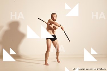 Underwear Fighting Man White Standing poses - ALL Slim Short Blond Standing poses - simple Dynamic poses Academic