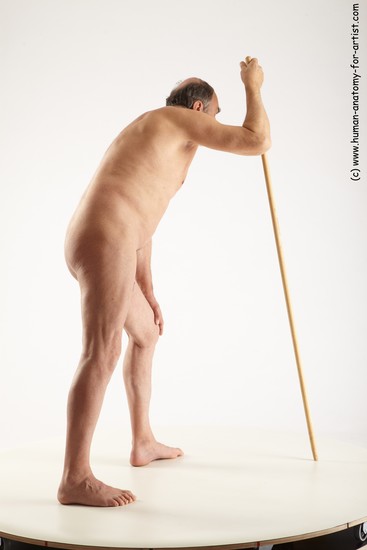 Nude Man White Standing poses - ALL Slim Bald Grey Standing poses - bend over Realistic