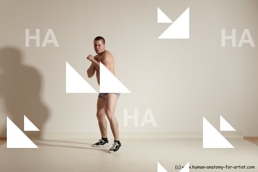 Underwear Martial art Man White Moving poses Athletic Short Brown Dynamic poses Academic