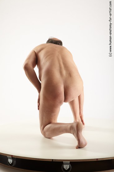 Nude Man White Kneeling poses - ALL Slim Bald Grey Kneeling poses - on one knee Realistic