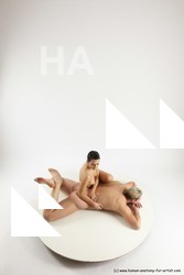 Nude Woman - Man White Laying poses - ALL Slim Long Blond Laying poses - on stomach Multi angles poses Realistic