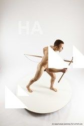 Nude Fighting Man White Slim Short Brown Multi angles poses Realistic