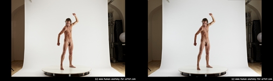 Nude Man White Standing poses - ALL Slim Brown Standing poses - simple Dreadlocks 3D Stereoscopic poses Realistic