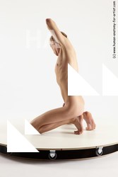 Nude Man White Kneeling poses - ALL Underweight Medium Brown Kneeling poses - on both knees Multi angles poses Realistic