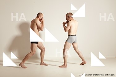 Underwear Martial art Man - Man White Moving poses Slim Short Blond Dynamic poses Academic