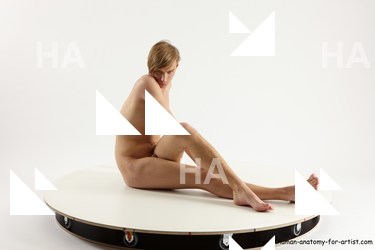 Nude Man White Sitting poses - simple Underweight Medium Brown Sitting poses - ALL Multi angles poses Realistic