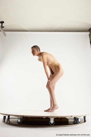 Nude White Standing poses - ALL Slim Bald Standing poses - bend over Multi angles poses Realistic