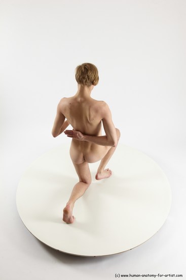 Nude Man White Kneeling poses - ALL Underweight Medium Brown Kneeling poses - on one knee Multi angles poses Realistic