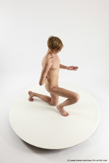 Nude Man White Kneeling poses - ALL Underweight Medium Brown Kneeling poses - on one knee Multi angles poses Realistic