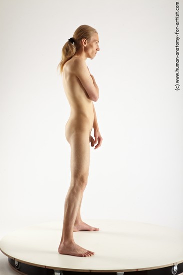 Nude Man White Standing poses - ALL Slim Long Blond Standing poses - simple Realistic