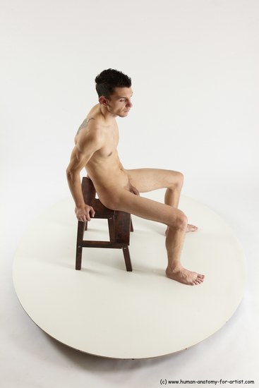 Nude Man White Sitting poses - simple Athletic Short Brown Sitting poses - ALL Multi angles poses Realistic
