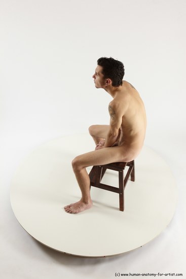 Nude Man White Sitting poses - simple Athletic Short Brown Sitting poses - ALL Multi angles poses Realistic