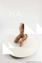 Nude Man White Kneeling poses - ALL Underweight Medium Brown Kneeling poses - on both knees Multi angles poses Realistic