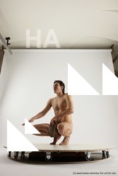 Nude Man White Standing poses - ALL Slim Short Brown Standing poses - knee-bend Multi angles poses Realistic