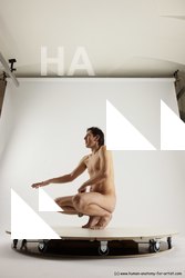 Nude Man White Standing poses - ALL Slim Short Brown Standing poses - knee-bend Multi angles poses Realistic