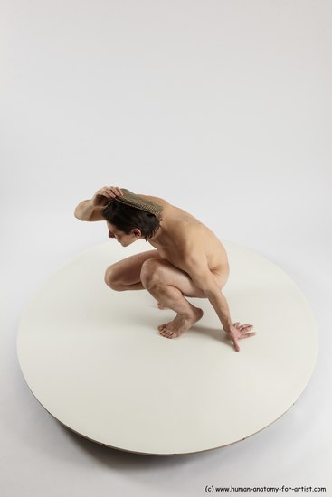 Nude Man White Standing poses - ALL Slim Short Brown Standing poses - knee-bend Multi angles poses Realistic