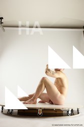 Nude Man White Sitting poses - simple Slim Bald Sitting poses - ALL Multi angles poses Realistic